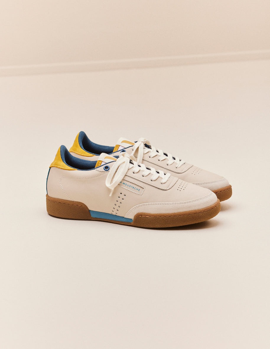 Low-top trainers Anatole - Ecru mustard blue leather 