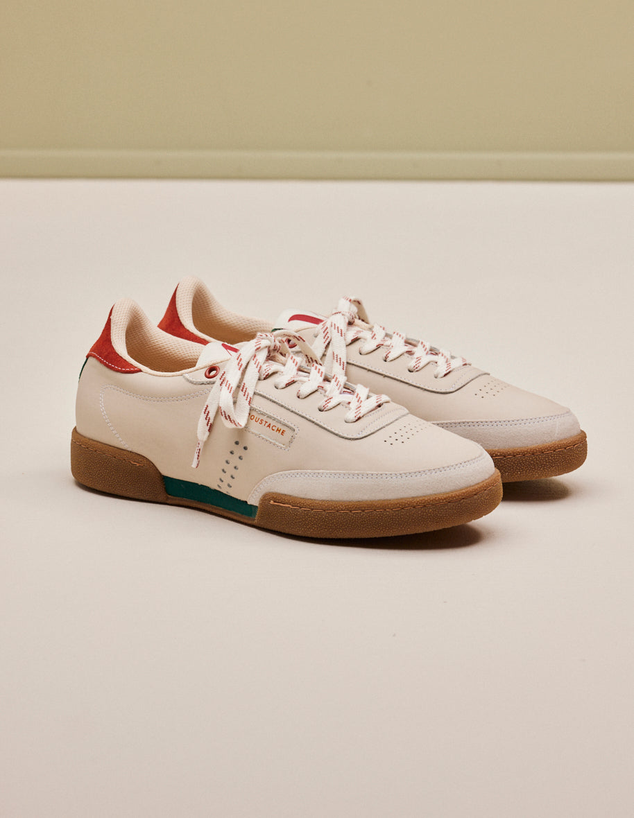 Low-top trainers Anatole - Fir terracotta ecru leather and suede