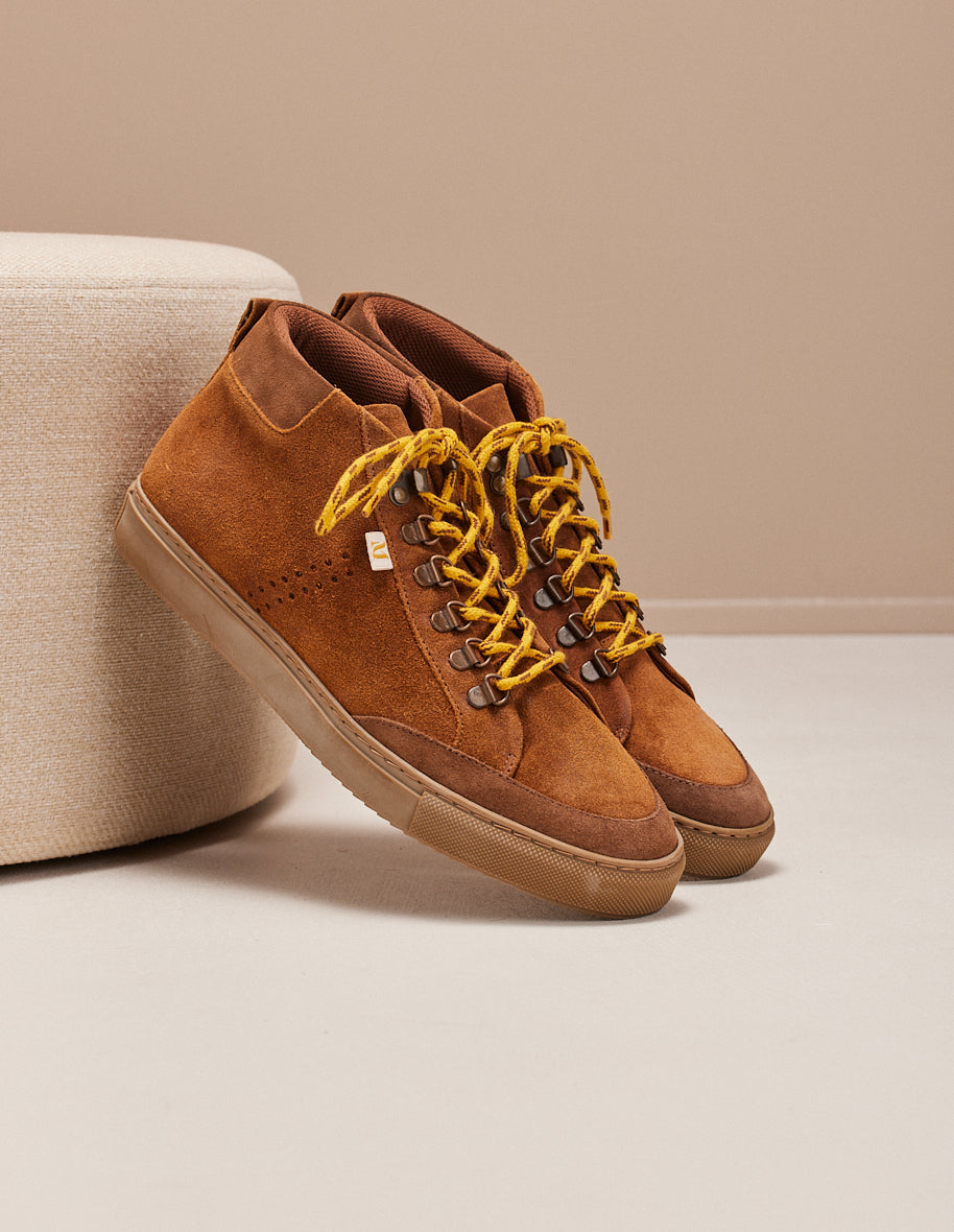 High-top trainers Christian - Hazelnut oiled suede
