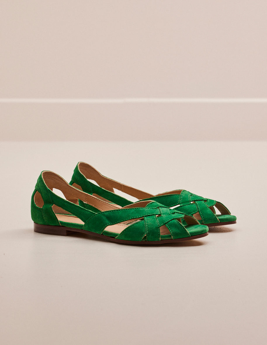 Sandales plates Clémentine - Suède vert