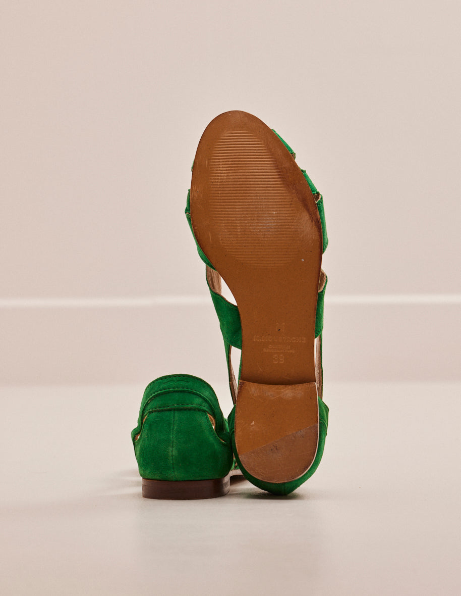 Sandales plates Clémentine - Suède vert