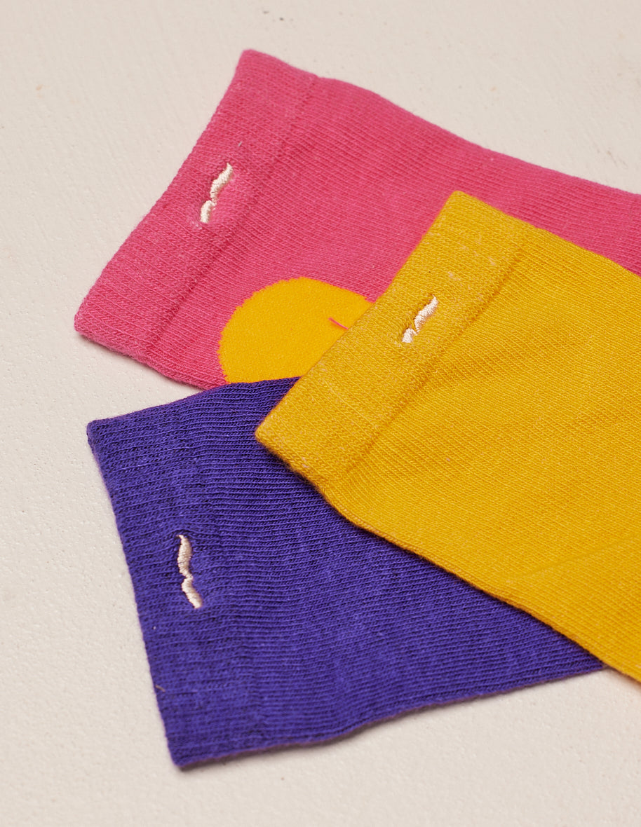 Pack de 3 Chaussettes - Fantaisie coeur XL violet rose jaune