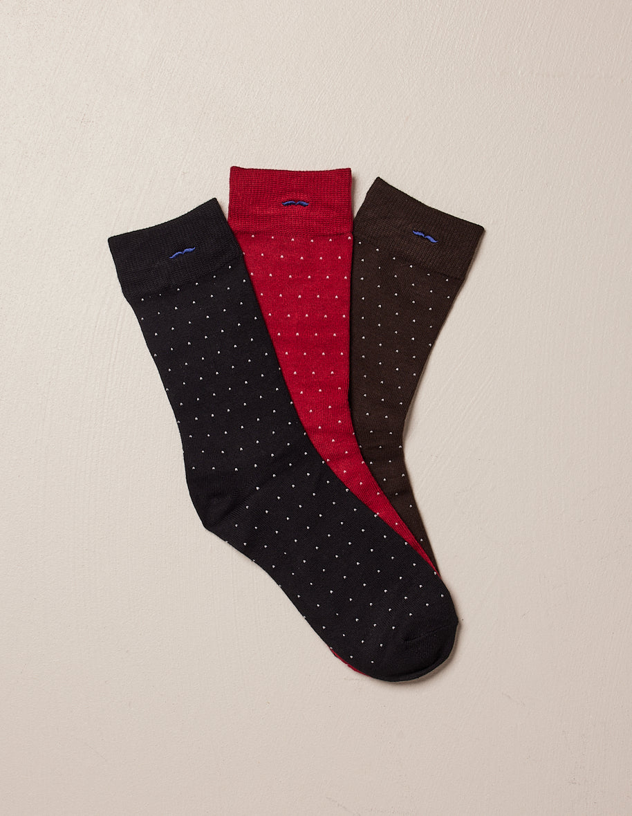 Pack of 3 socks - blue, red and brown pea