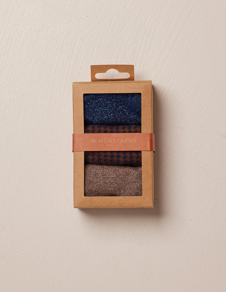 Pack de 3 chaussettes - PDP Bleu marron