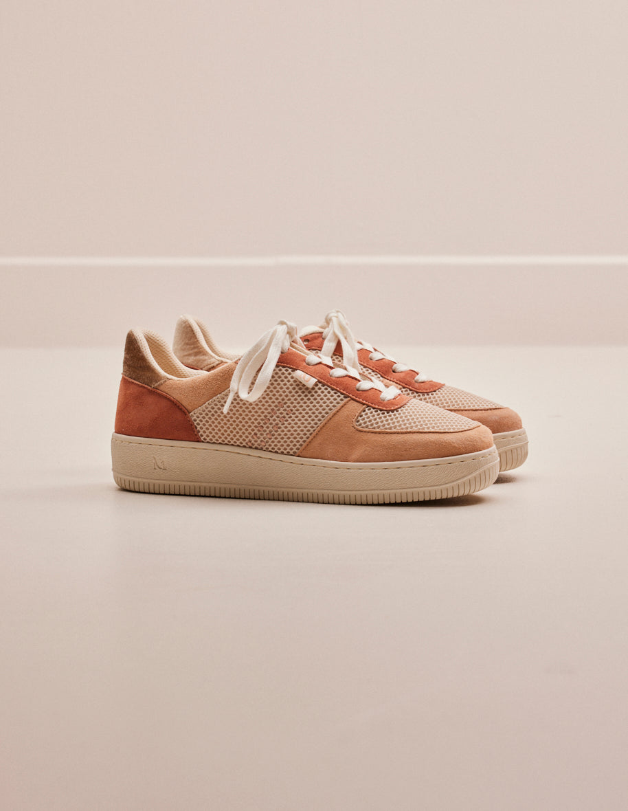Low-top trainers Maxence F - Suede and mesh nude beige blush
