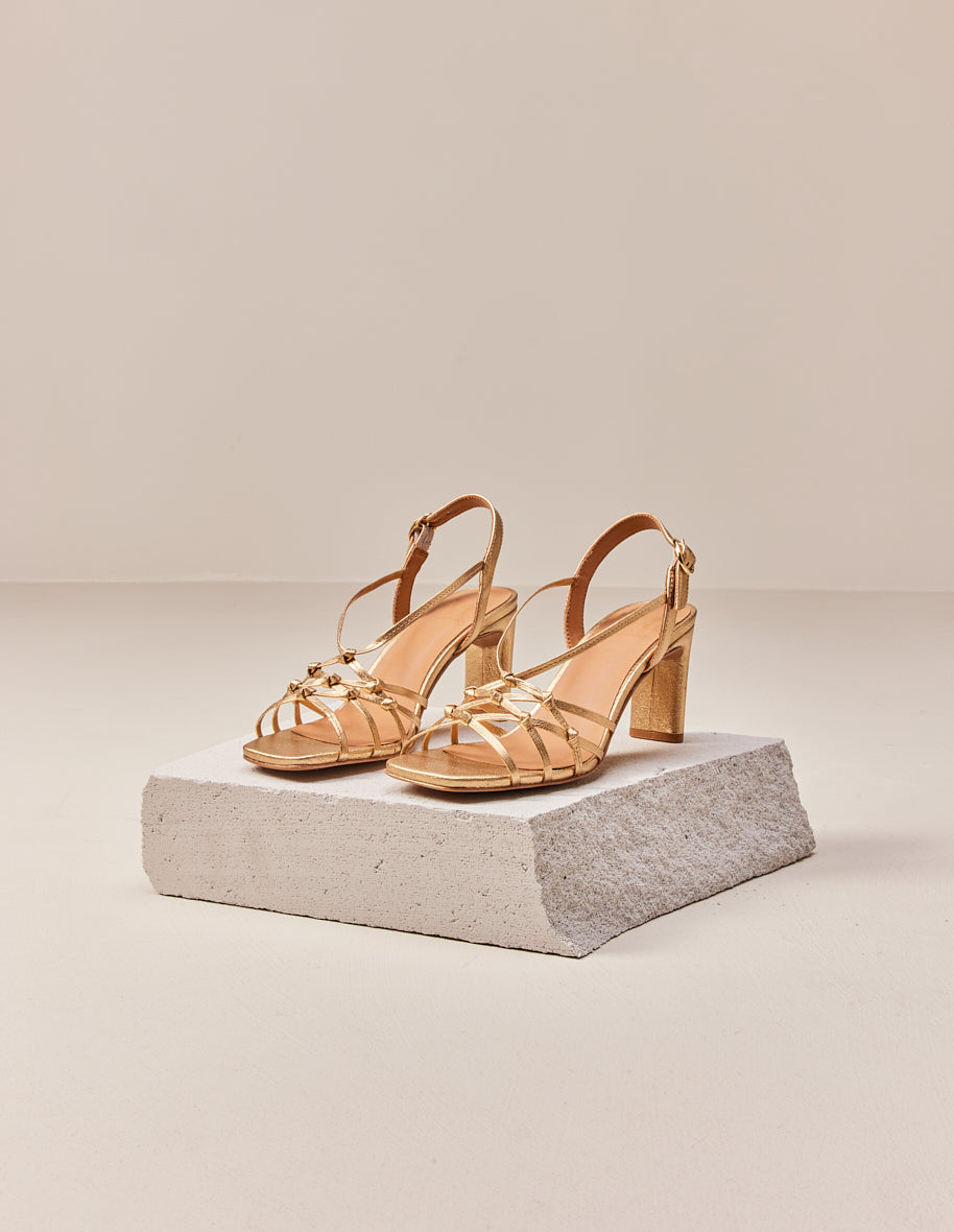 Heeled sandals Carla - Golden leather