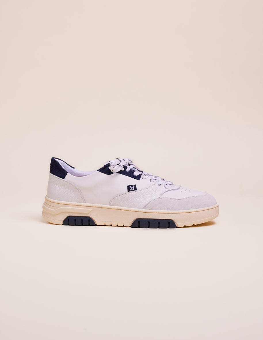 Low-top trainers Albert - White & navy leather and suede
