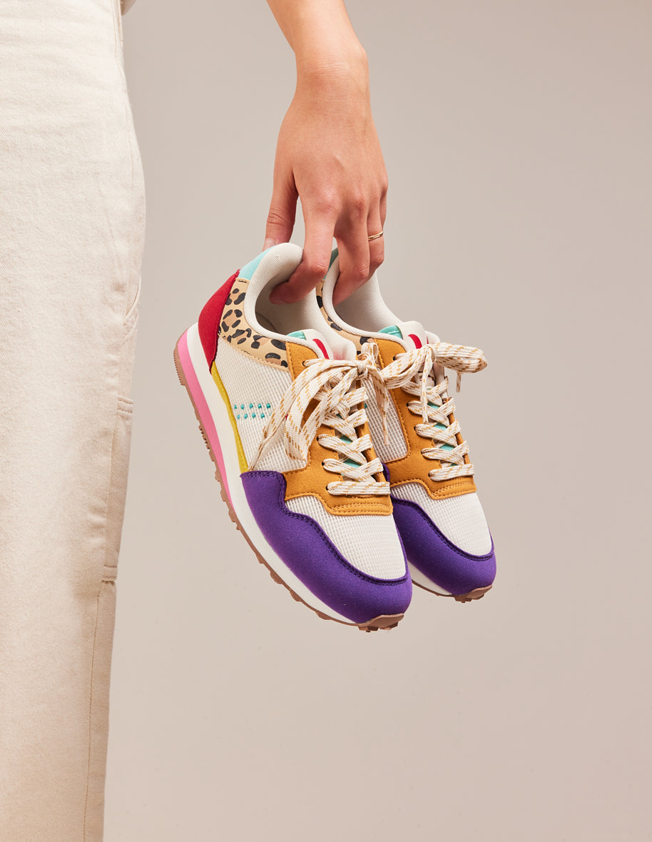 Low-top trainers Gabrielle - Purple, ecru and ochre vegan suede and mesh