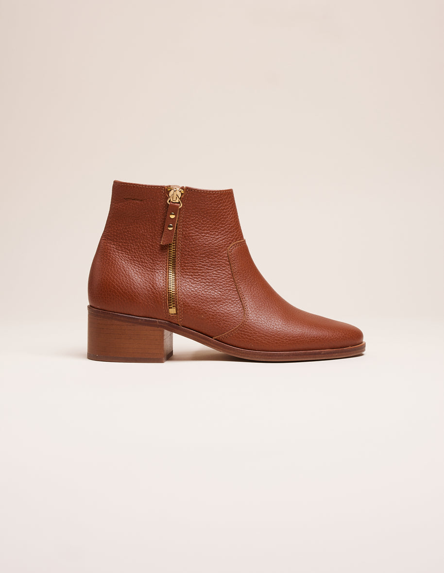 Ankle boots Coline - Honey grained pull-up leather