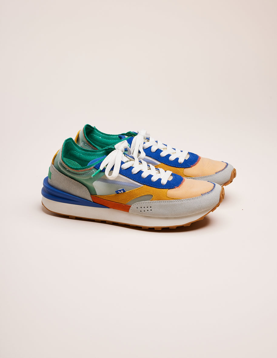 Low-top trainers Denis - Grey, orange and blue suede and mesh