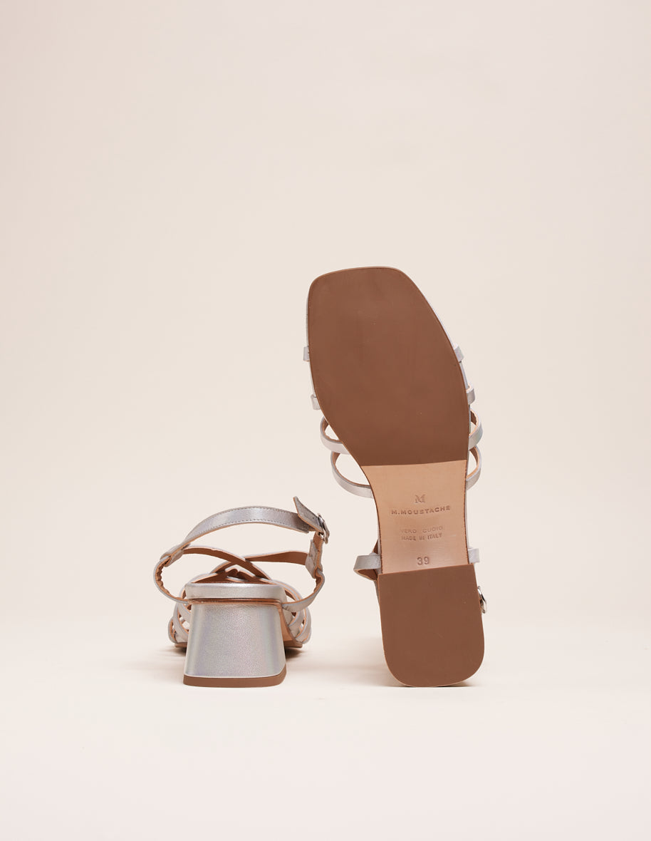 Heeled sandals Emiliie - Iridescent leather
