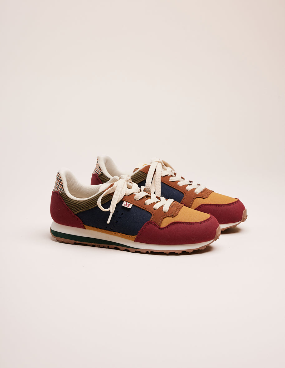 Low-top trainers Gabrielle - Vegan suede and PDP burgundy mustard