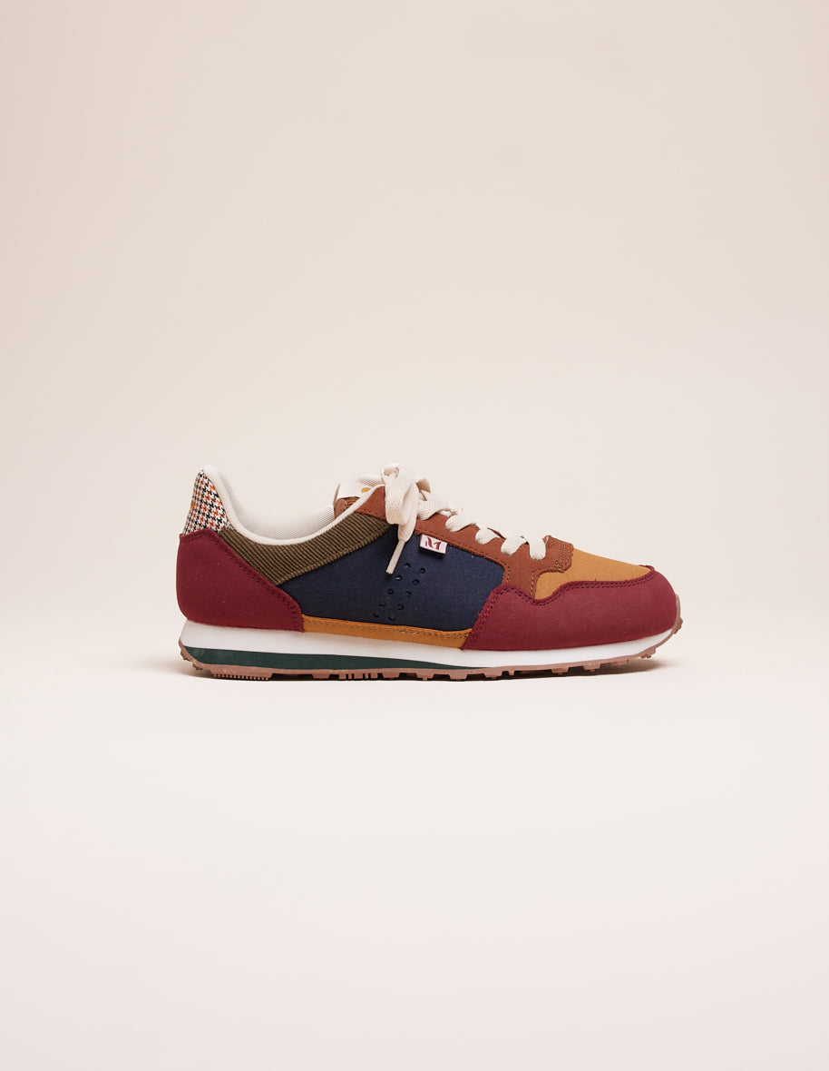 Low-top trainers Gabrielle - Vegan suede and PDP burgundy mustard