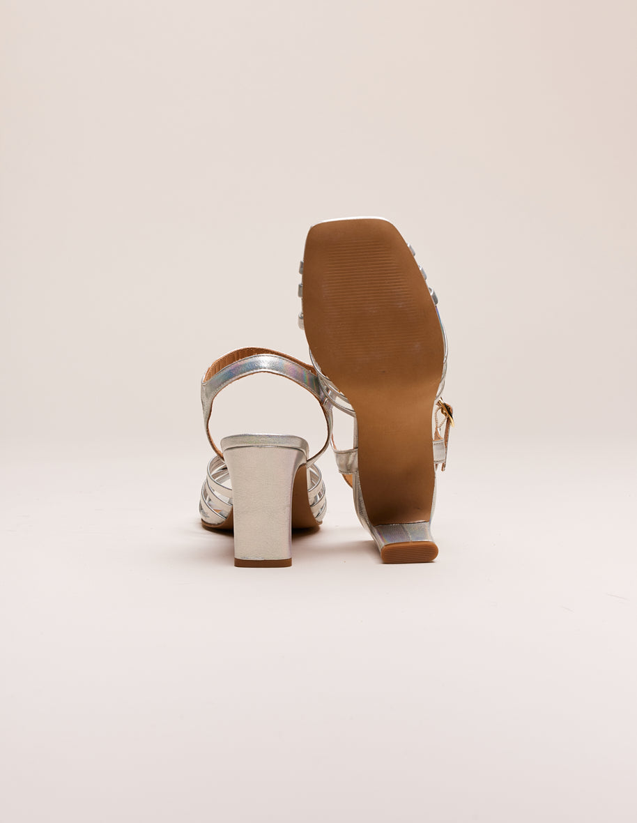 Heeled sandals Lise - Iridescent leather