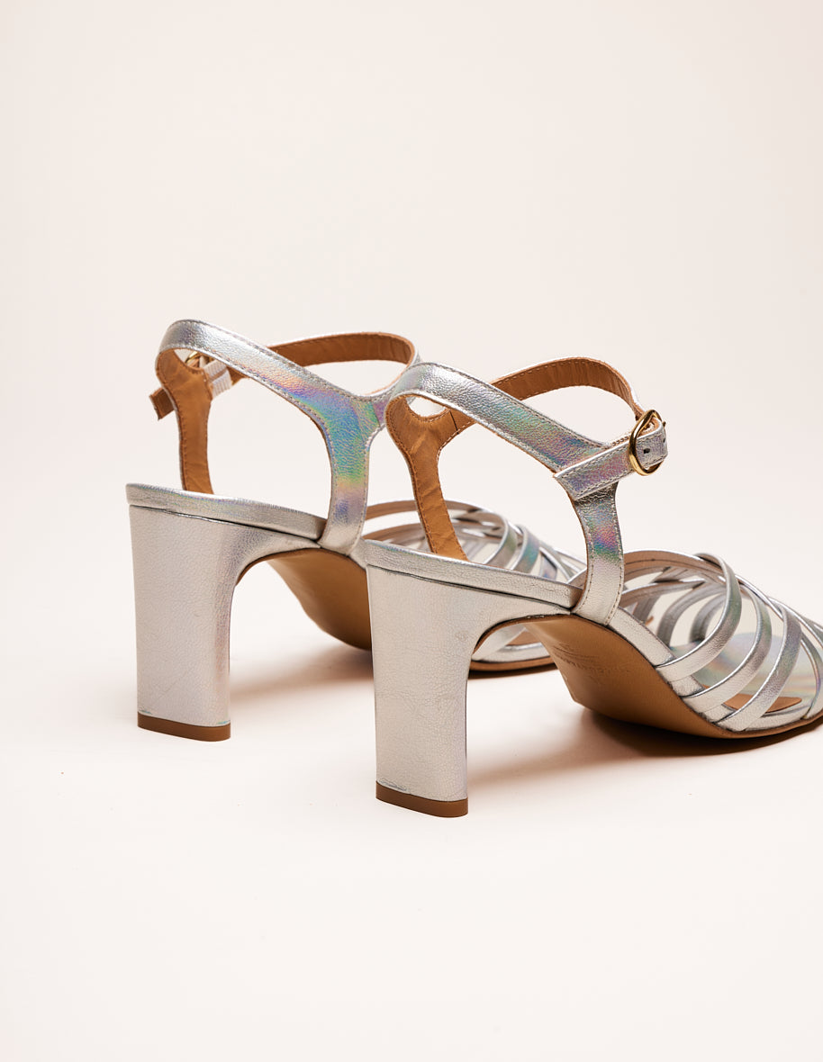 Heeled sandals Lise - Iridescent leather