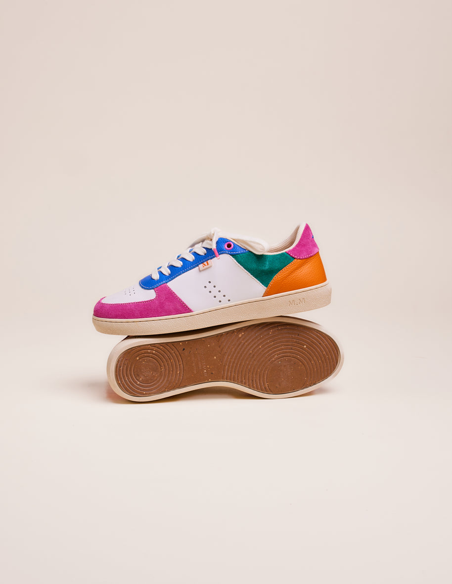 Low-top trainers Marie - White fuchsia blue leather and suede