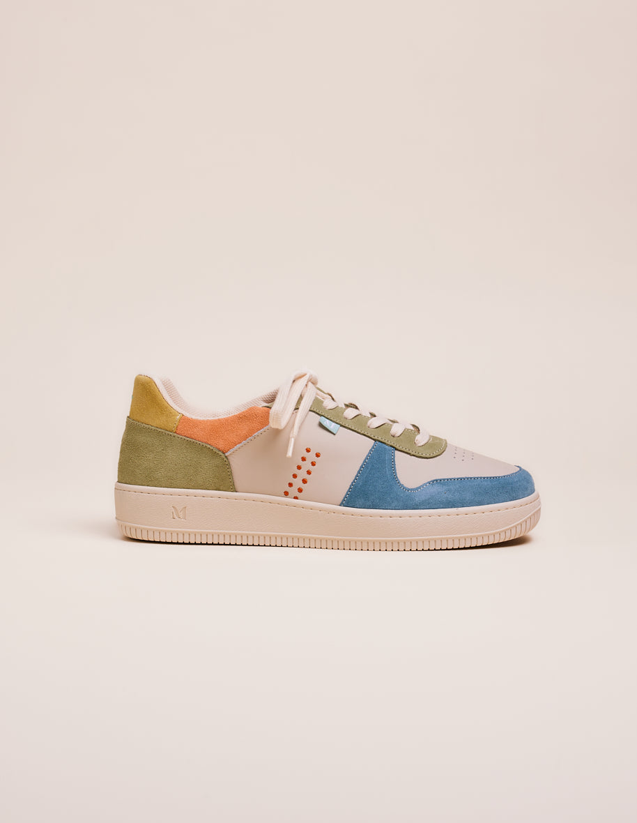 Low-top trainers Maxence H - Slate, ecru and pistachio suede and leather