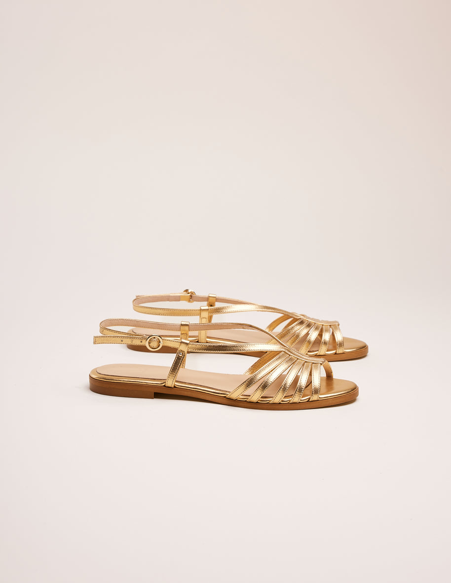 Sandals Ninon B - Golden leather
