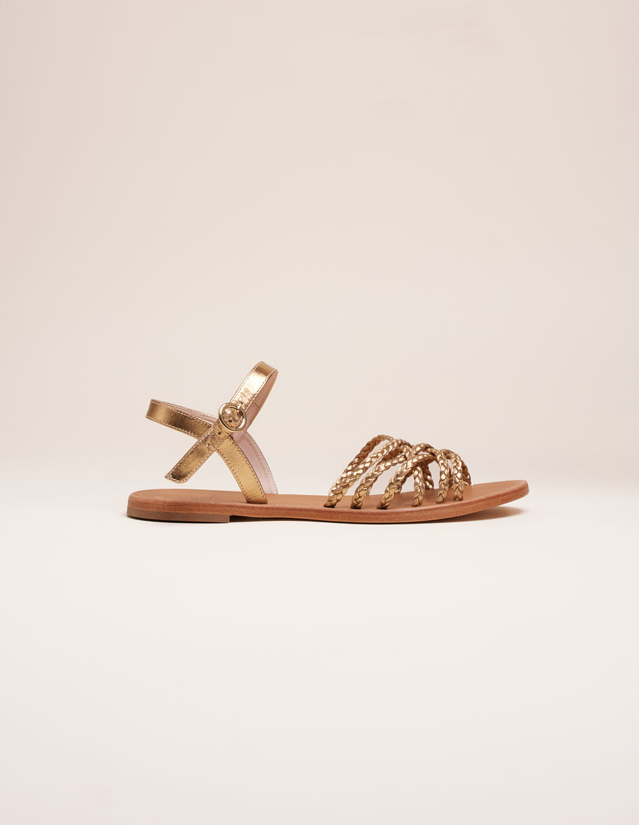 Sandales plates Romy - Cuir doré