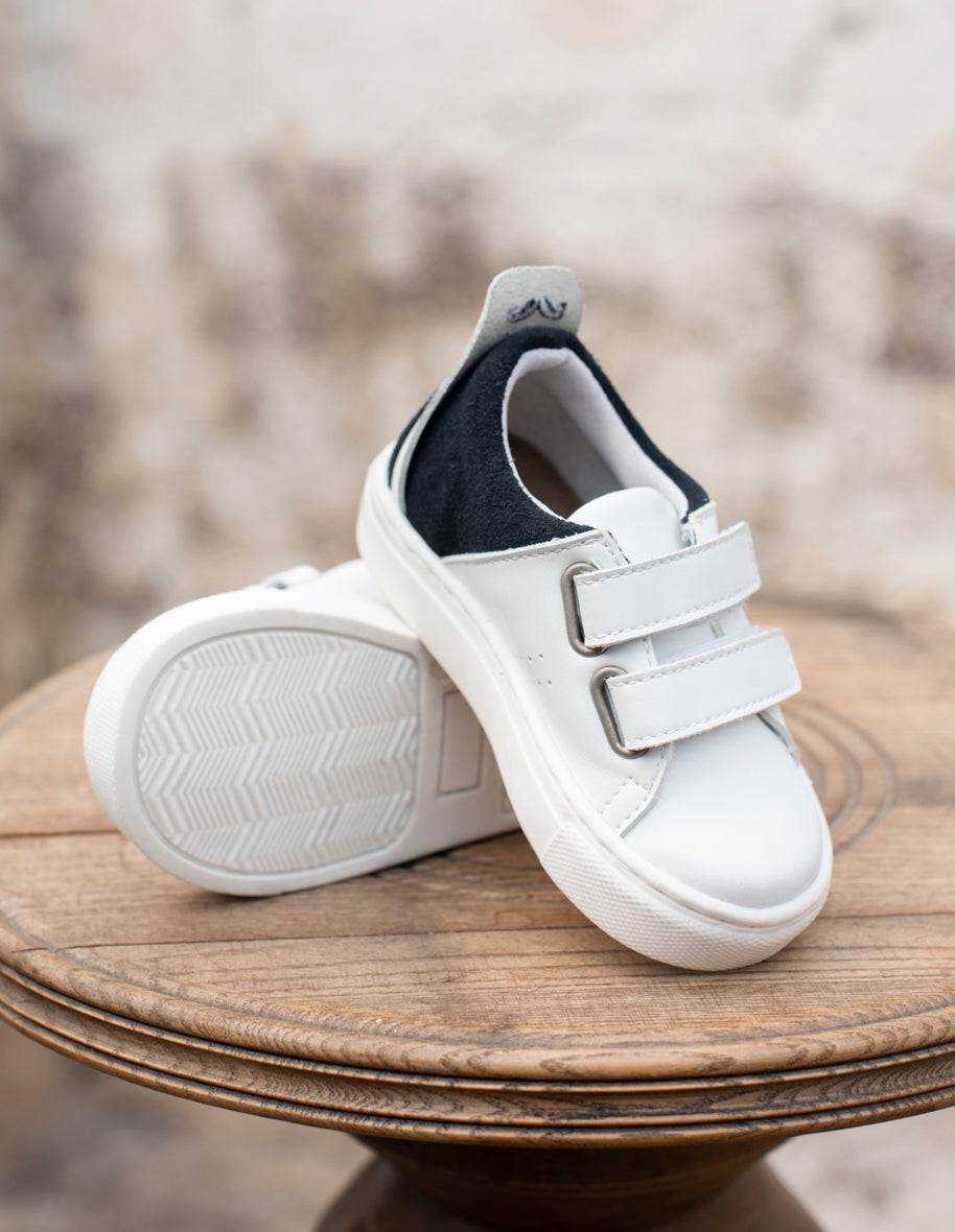 René children's sneakers - white and navy