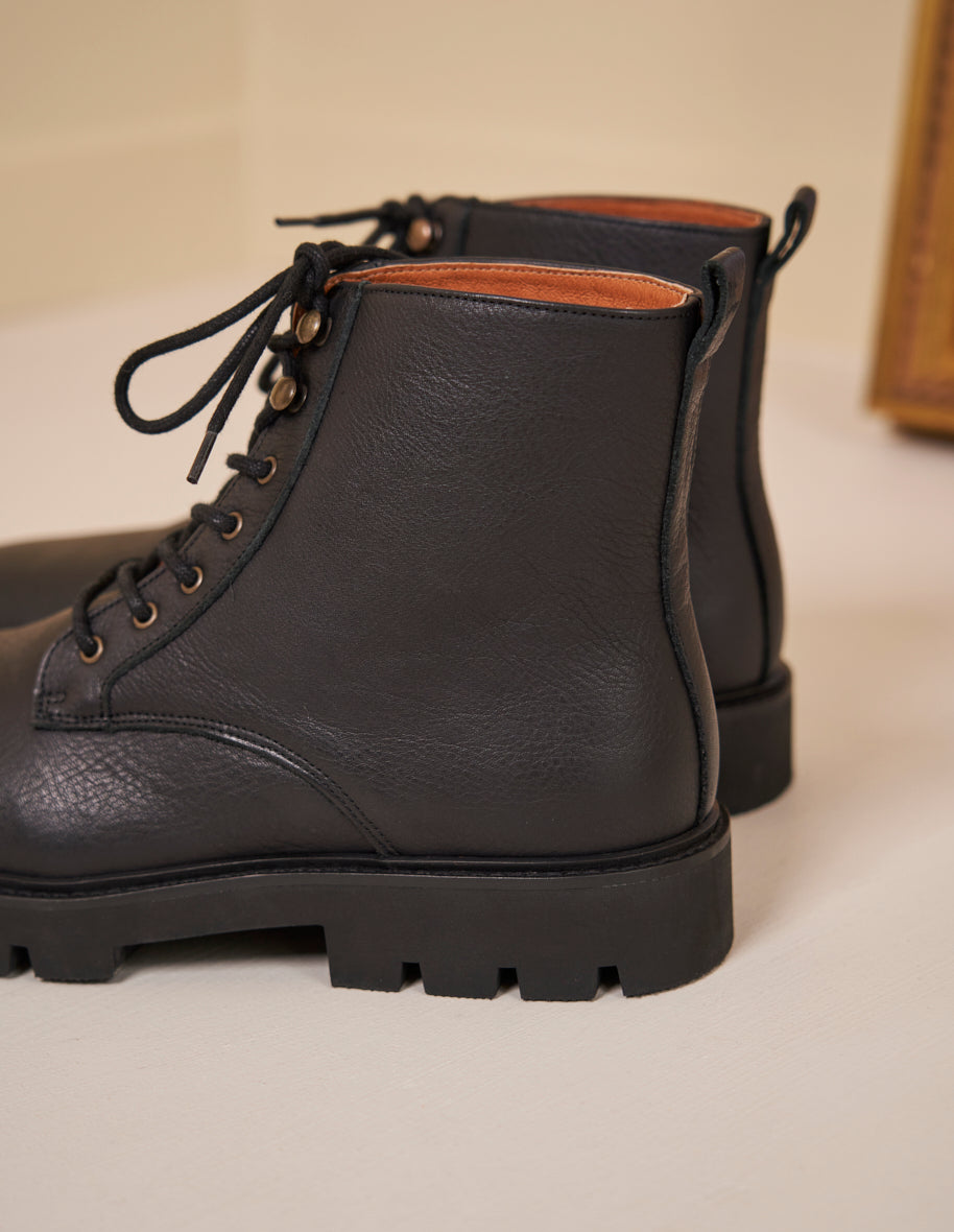 Boots Théodore - Black brushed grained leather