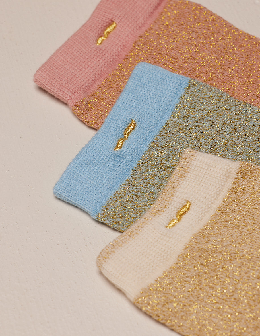 Pack of 3 socks - golden and pink sky jacquard