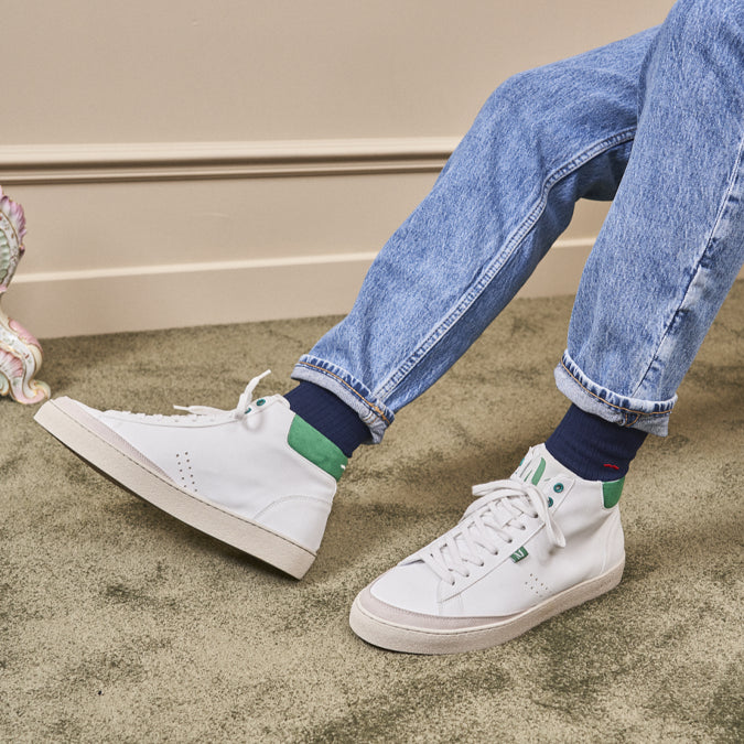 High-top trainers Alexis - White & green vegan leather