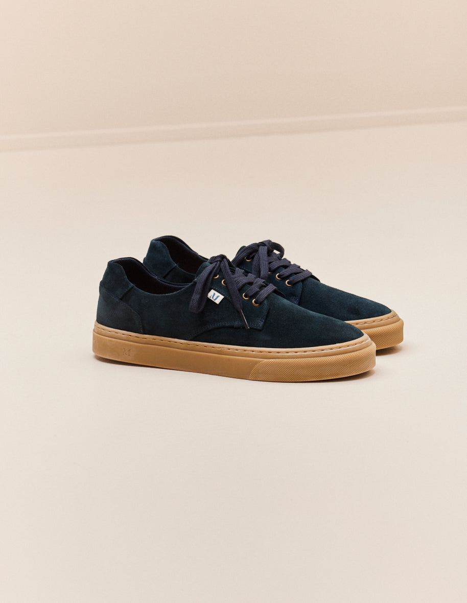 Low-top trainers Alexandre - Petrol blue suede