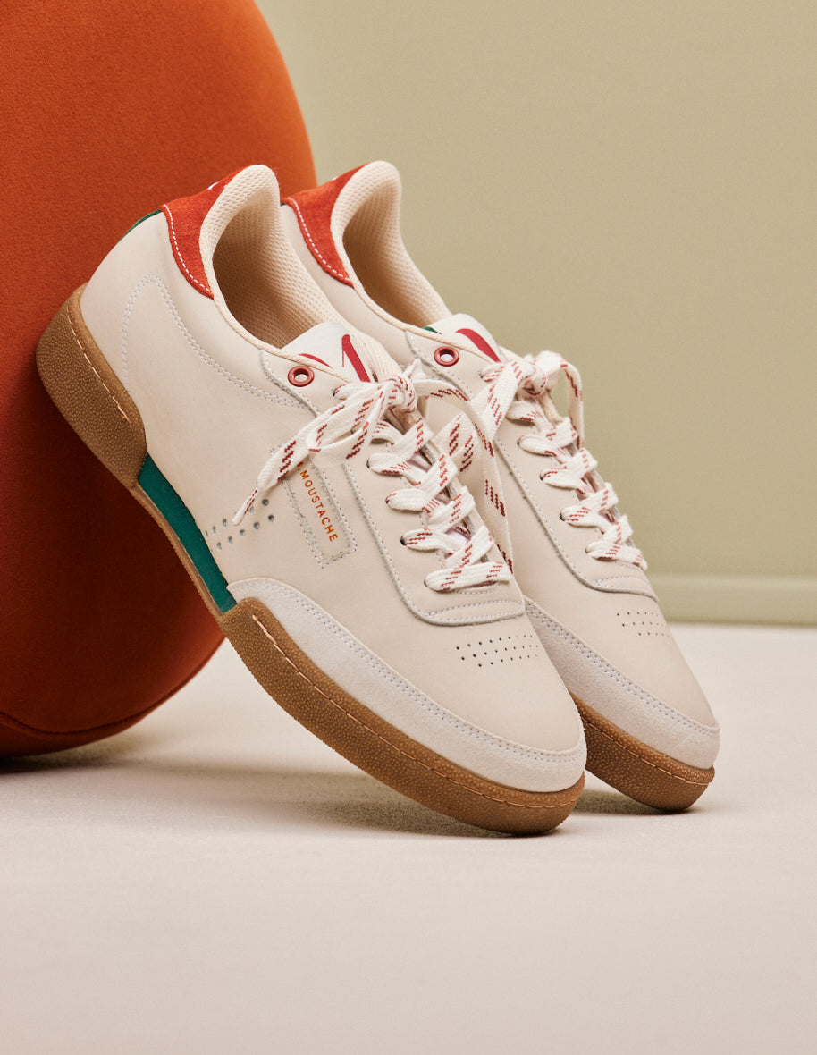 Low-top trainers Anatole - Fir terracotta ecru leather and suede