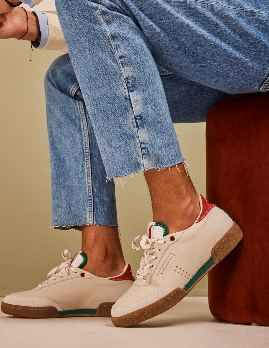 Low-top trainers Anatole - Fir terracotta ecru leather and suede