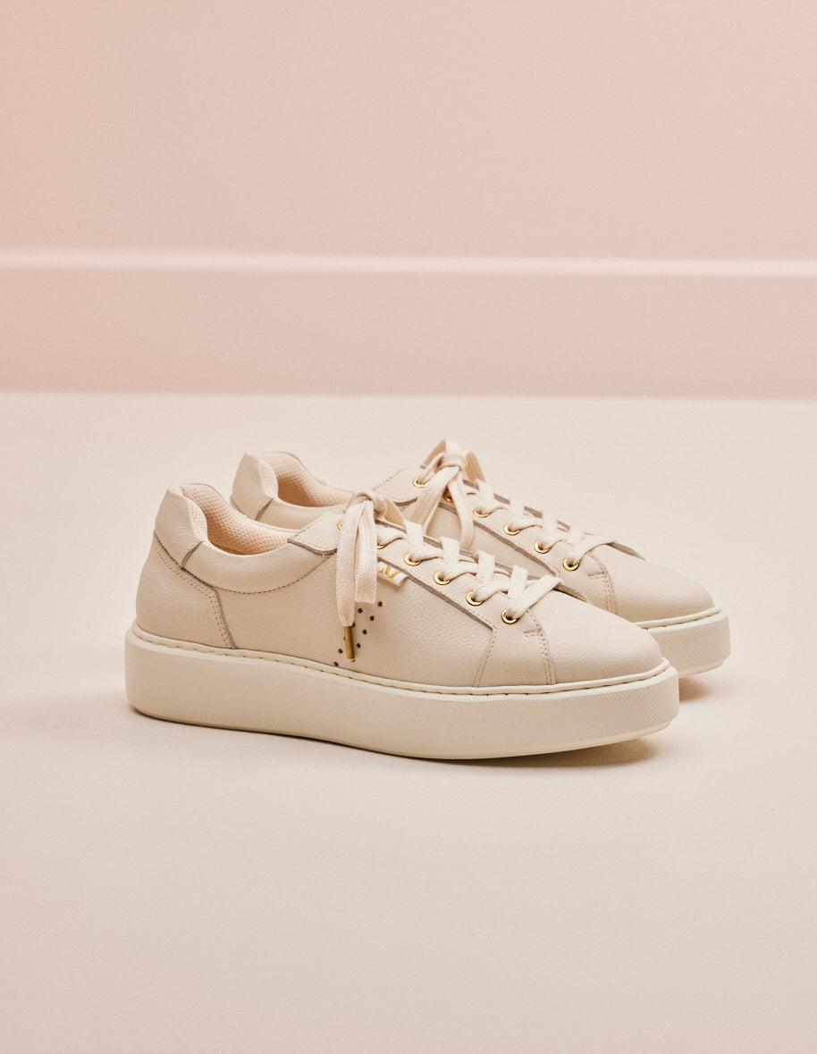 Low-top trainers Apolline - Ecru grained leather