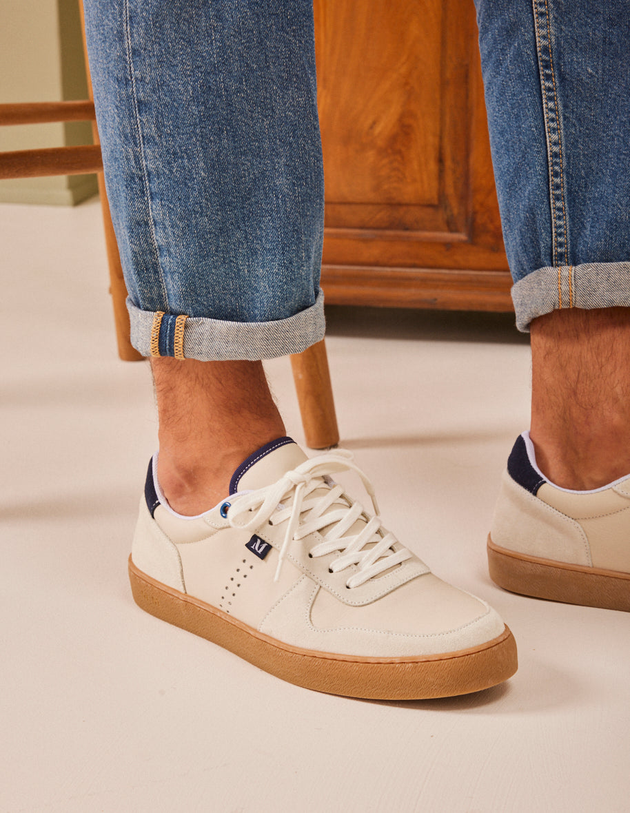 Low-top trainers Arthur - White leather and marine suede