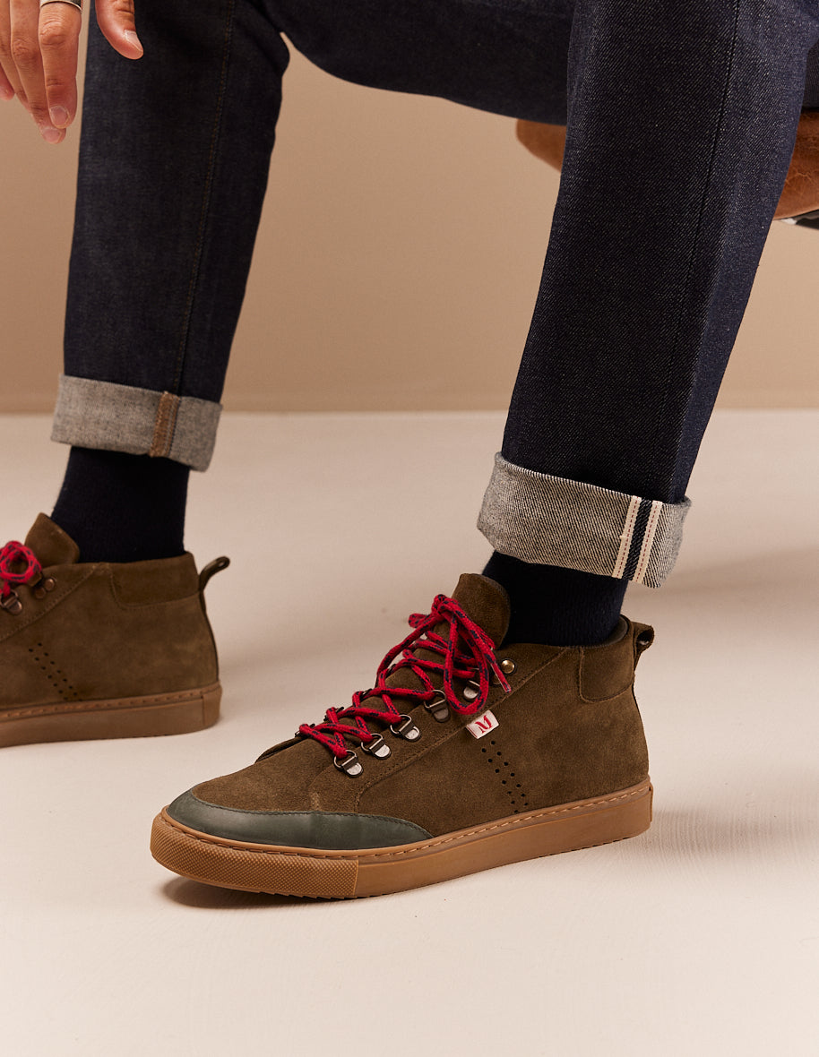 High-top trainers Christian - Khaki suede