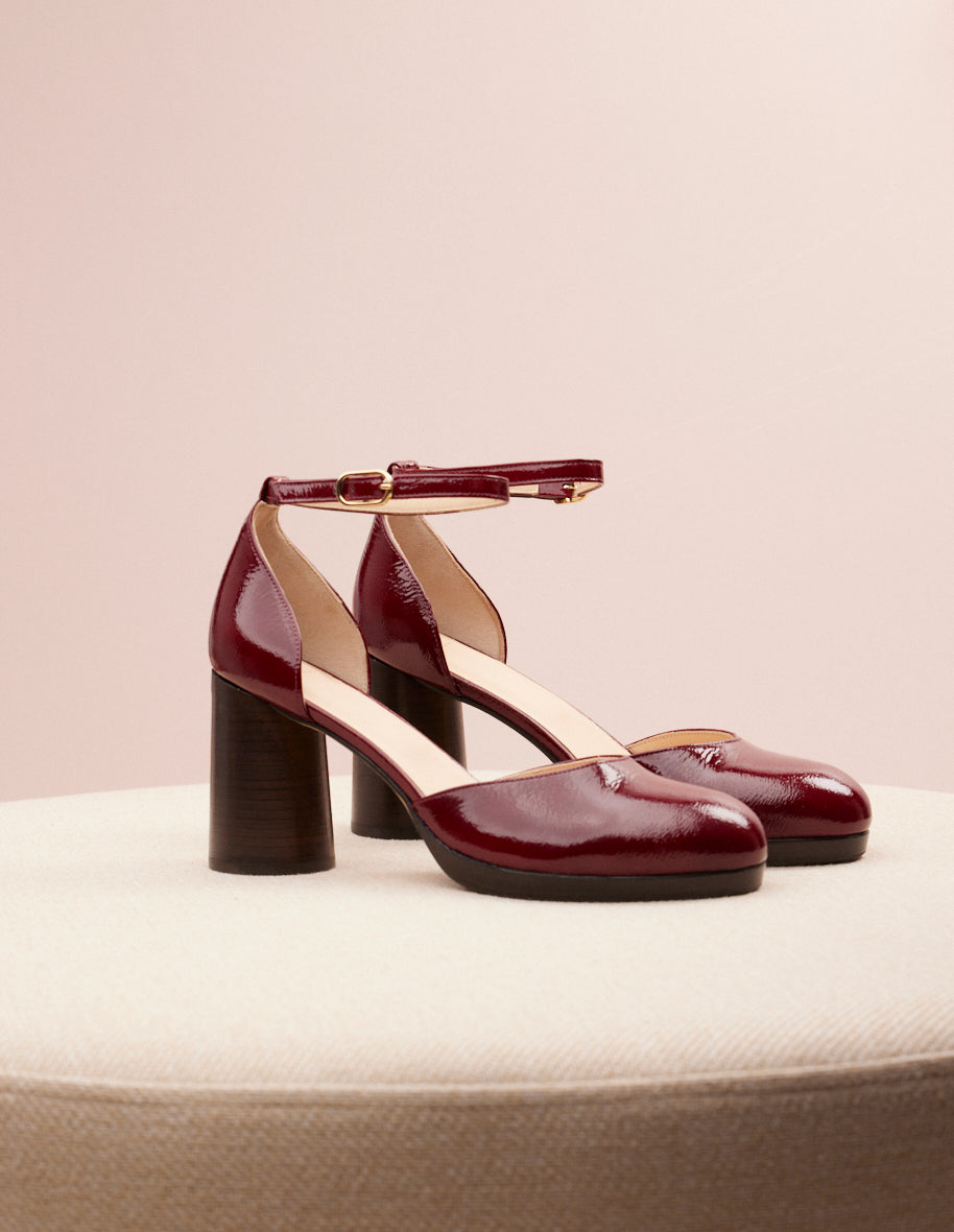 Pumps Domitille - Burgundy pleated leather
