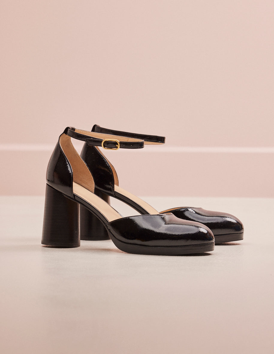Pumps Domitille - Black pleated leather