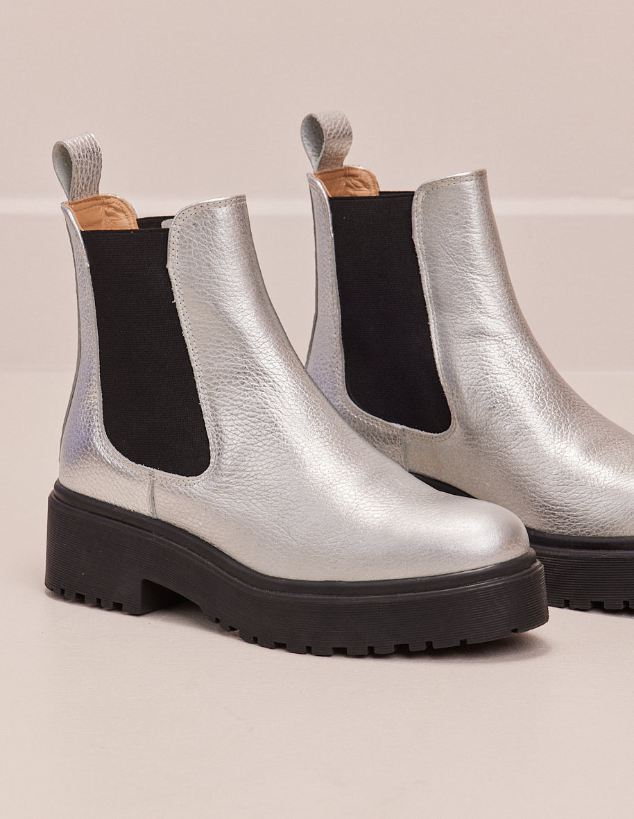 Ankle boots Flora - Silver grained leather