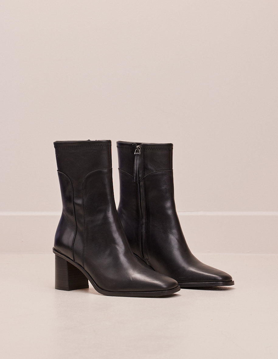 Heeled boots Frida - Black leather