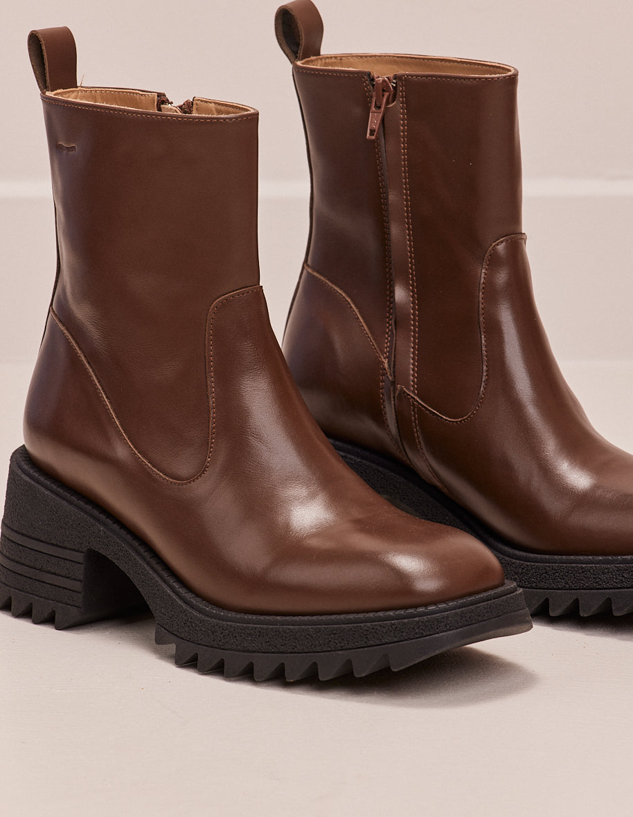 Heeled boots Ludivine - Dark brown leather