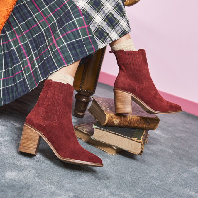Ankle boots Manon - Brick red suede