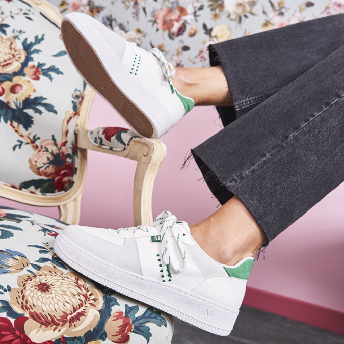 Low-top trainers Maxence F - Green & white vegan leather