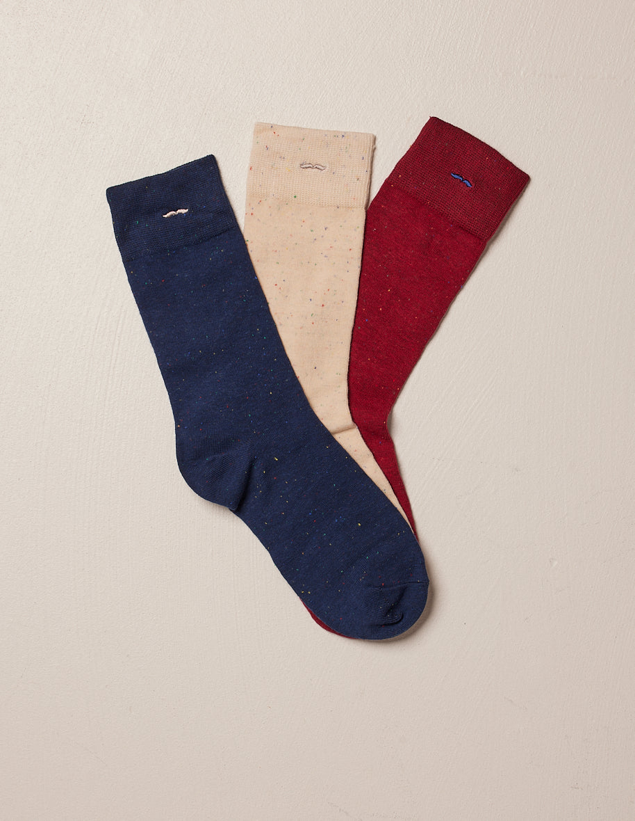 Pack of 3 socks - Flowing blue white red red