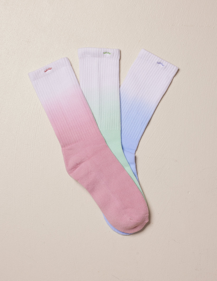 Pack of 3 Socks - Fancy tie and dye lilac water green pink