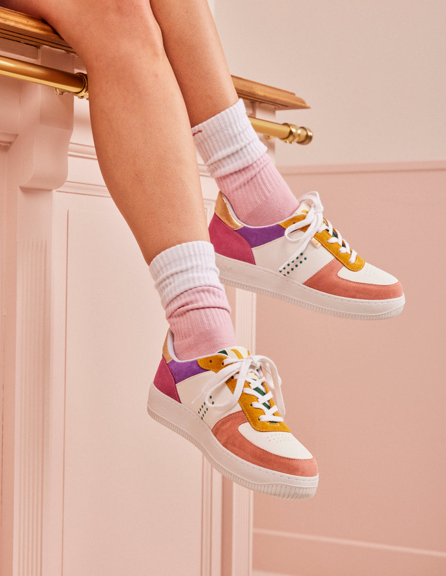 Low-top trainers Maxence F - Pink white mustard leather