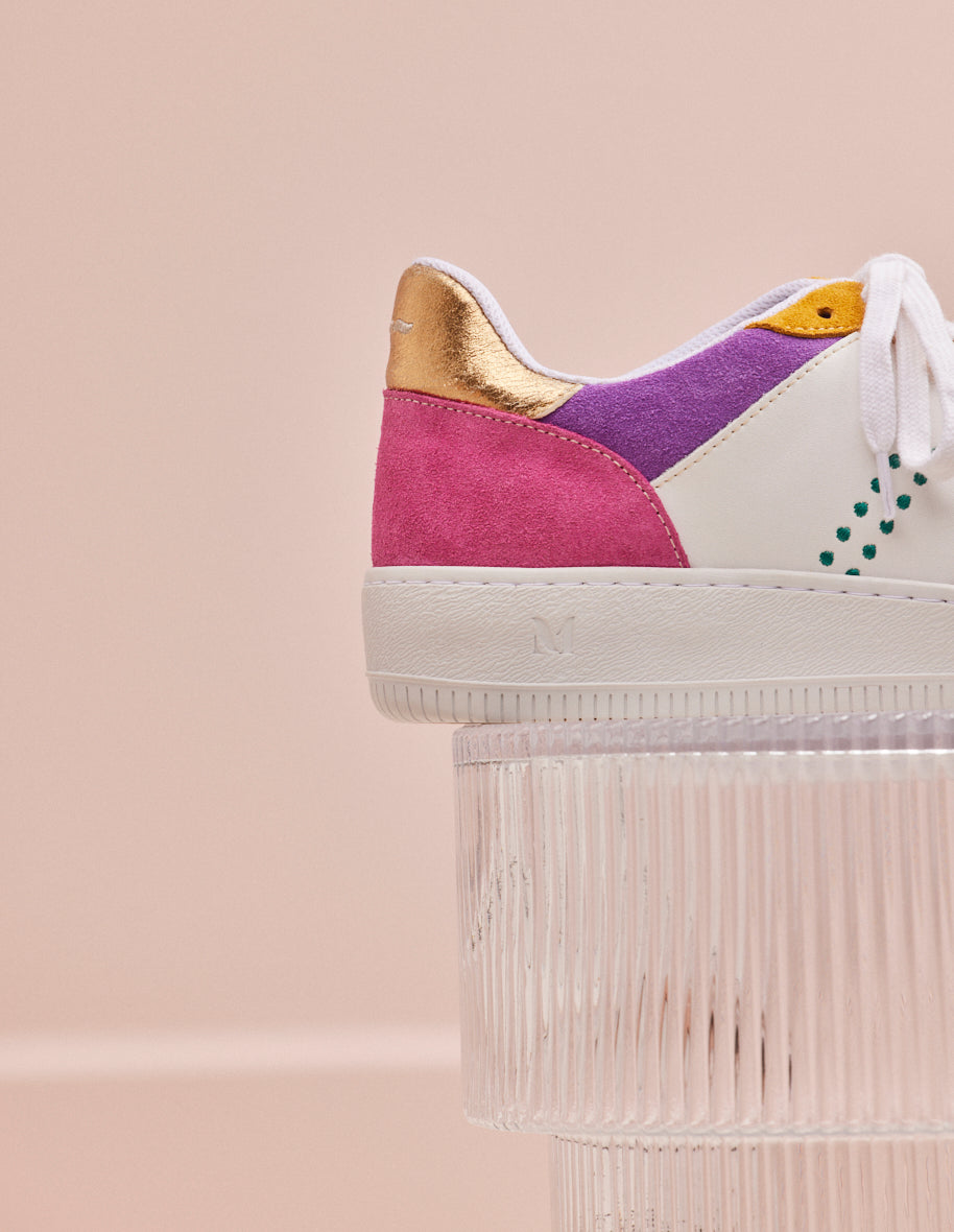 Low-top trainers Maxence F - Pink white mustard leather