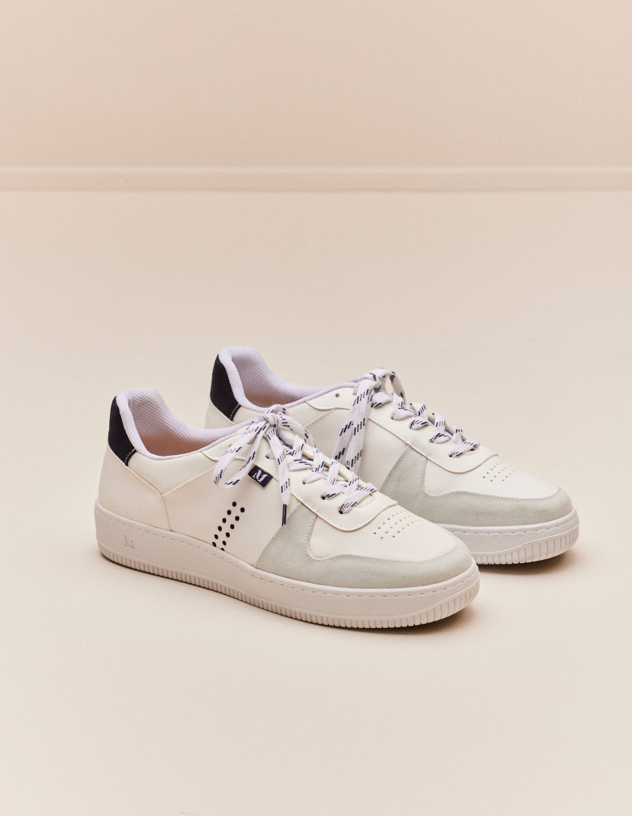 Low-top trainers Maxence H - Leather and vegan suede white navy