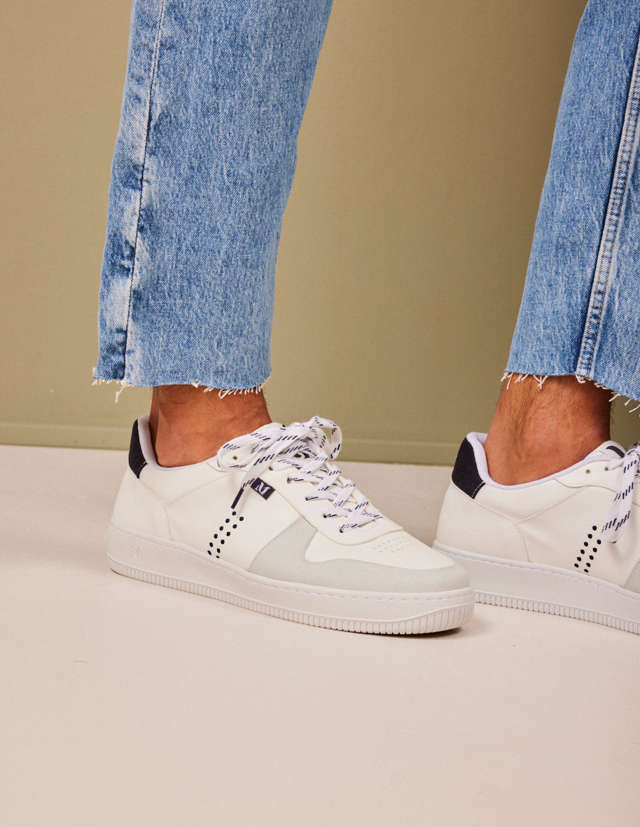 Low-top trainers Maxence H - Leather and vegan suede white navy