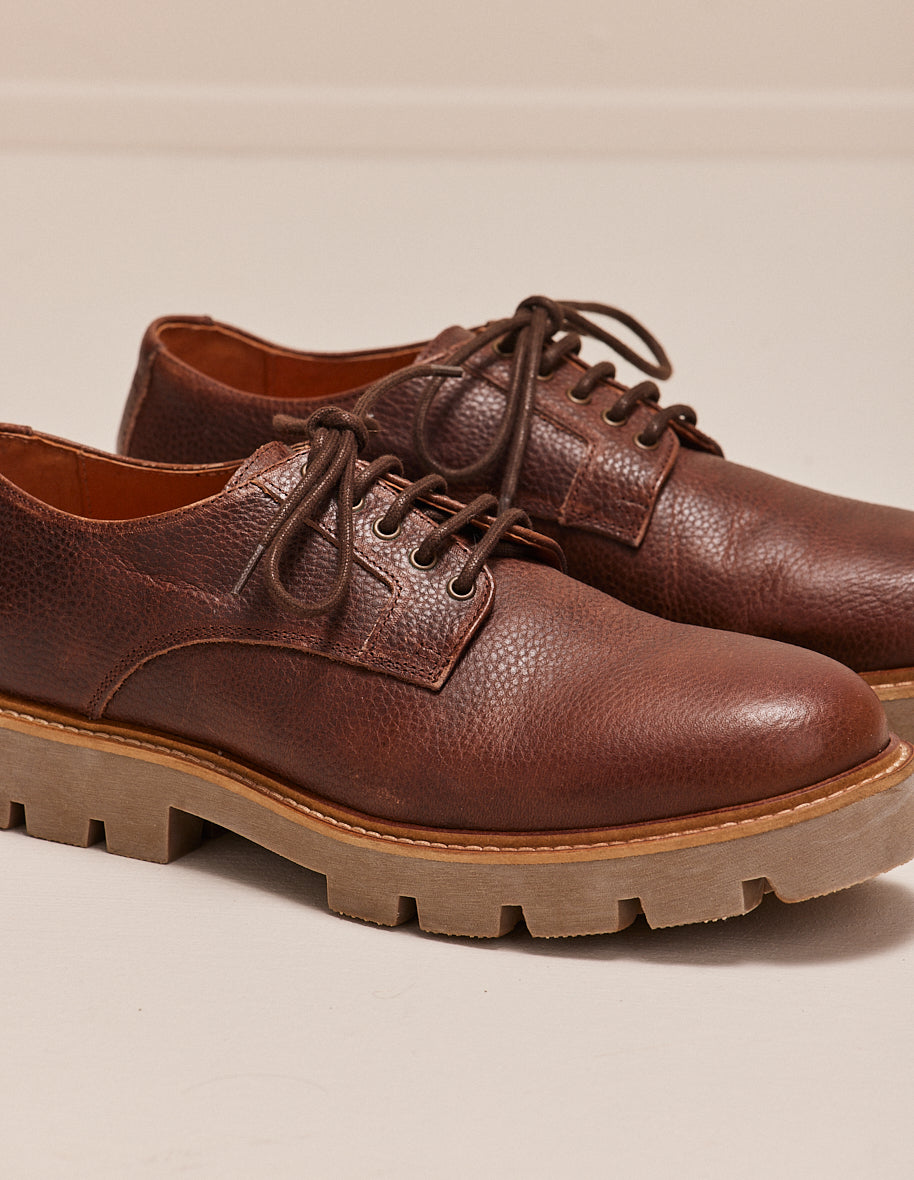 Derbies William - Brown grained pull-up leather