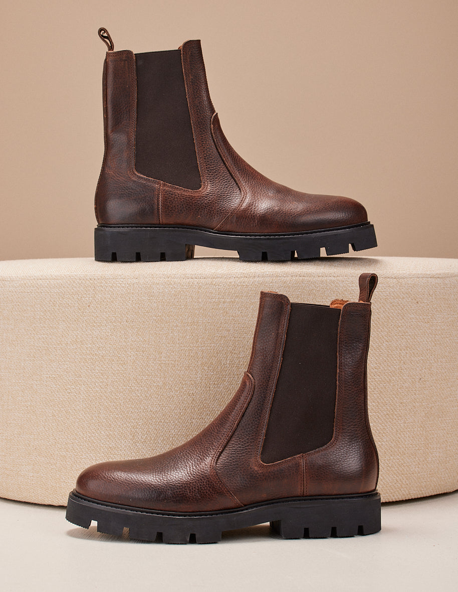 Ankle boots Raoul - Brown grained pull-up leather