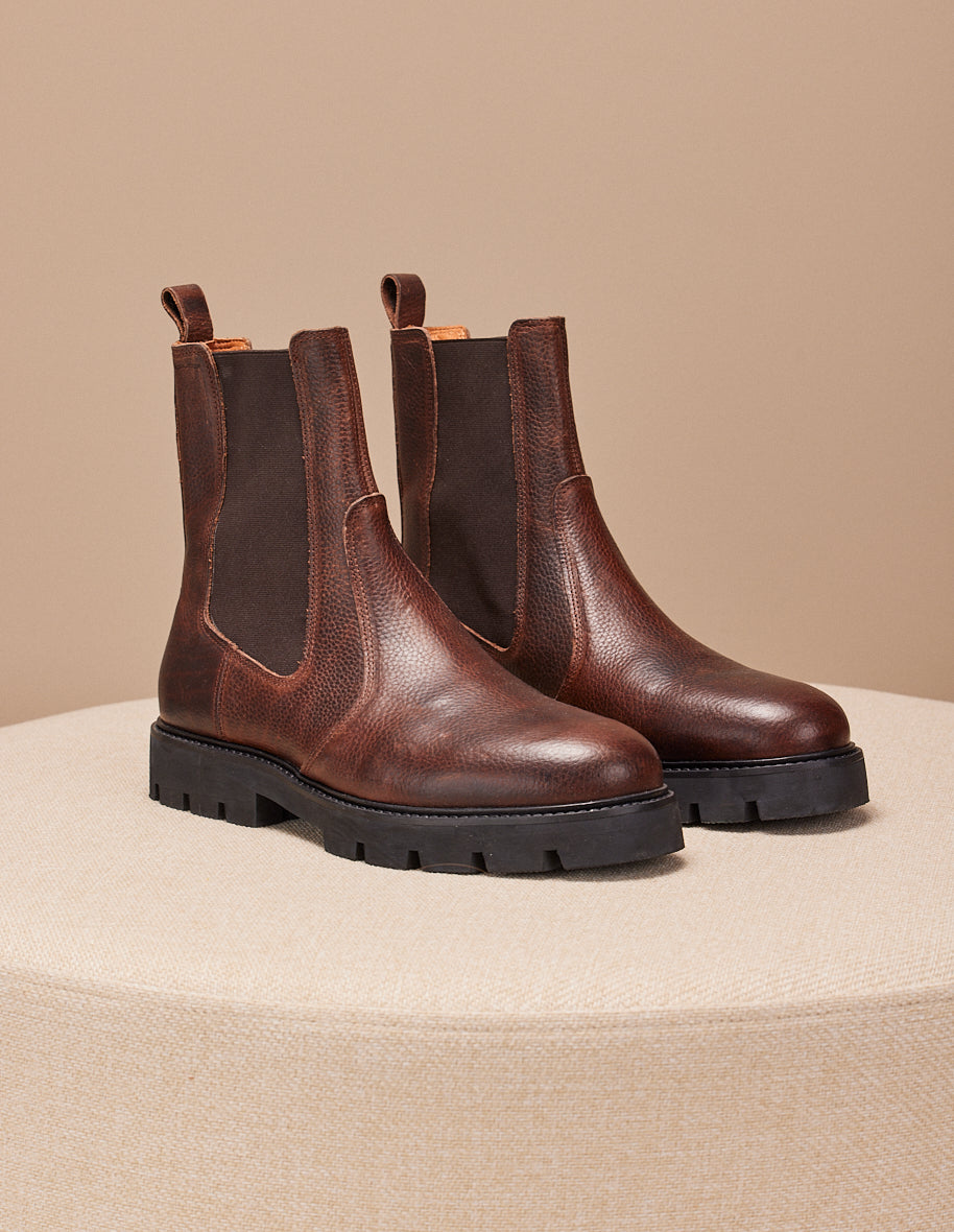 Ankle boots Raoul - Brown grained pull-up leather