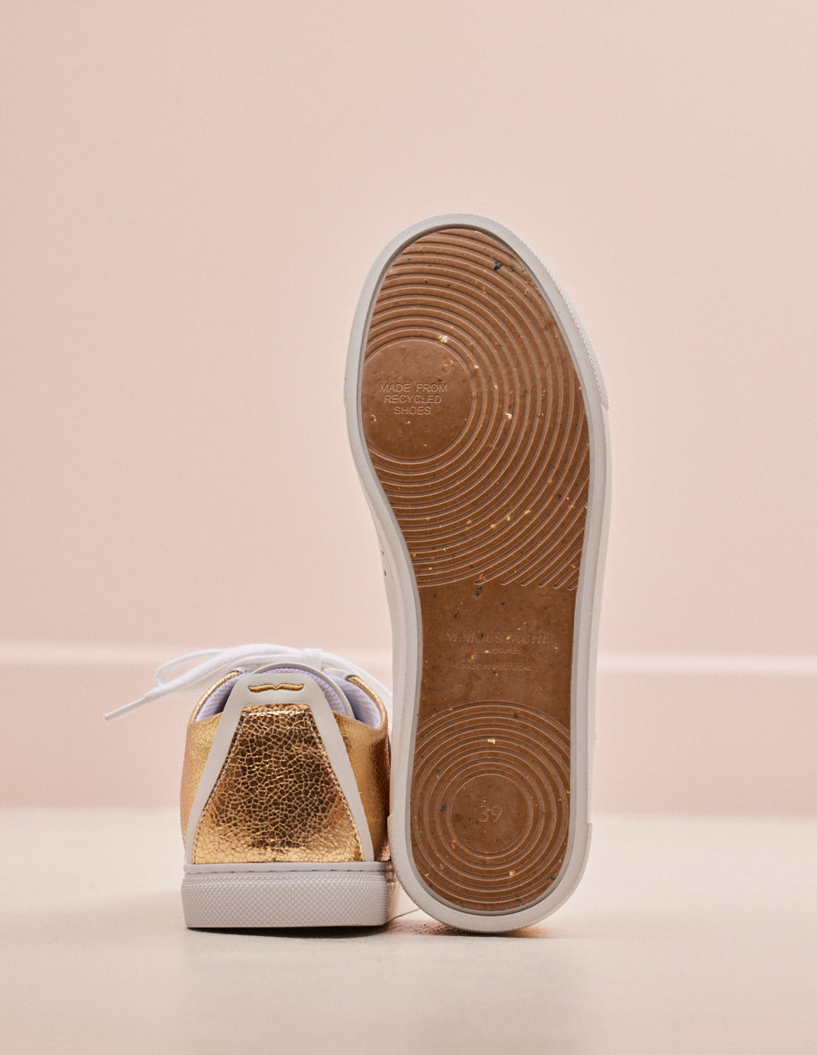 Low-top trainers Renée - White and crackled golden leather